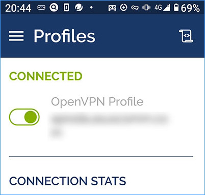 外出先からOpenVPNアプリで自宅無線LANルーターに接続完了
