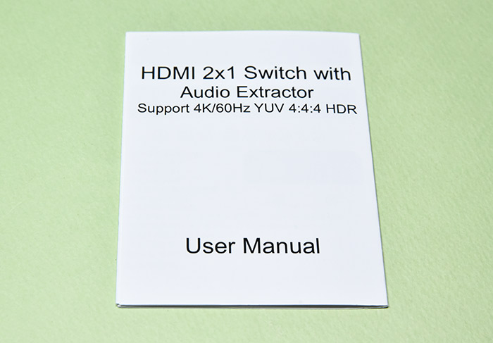EHD-802N HDMI音声分離器の英語版取扱説明書